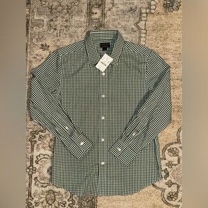Crewcuts Green and White Checkered Button Down Shirt
